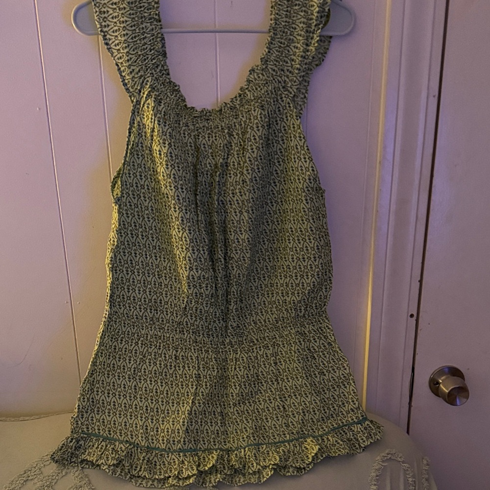 Funky People Green Patterned Ruffle Tank Tunic - Picture 5 of 7